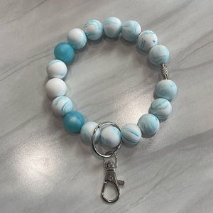 Blue Pearl Swirl Silicone Key Ring